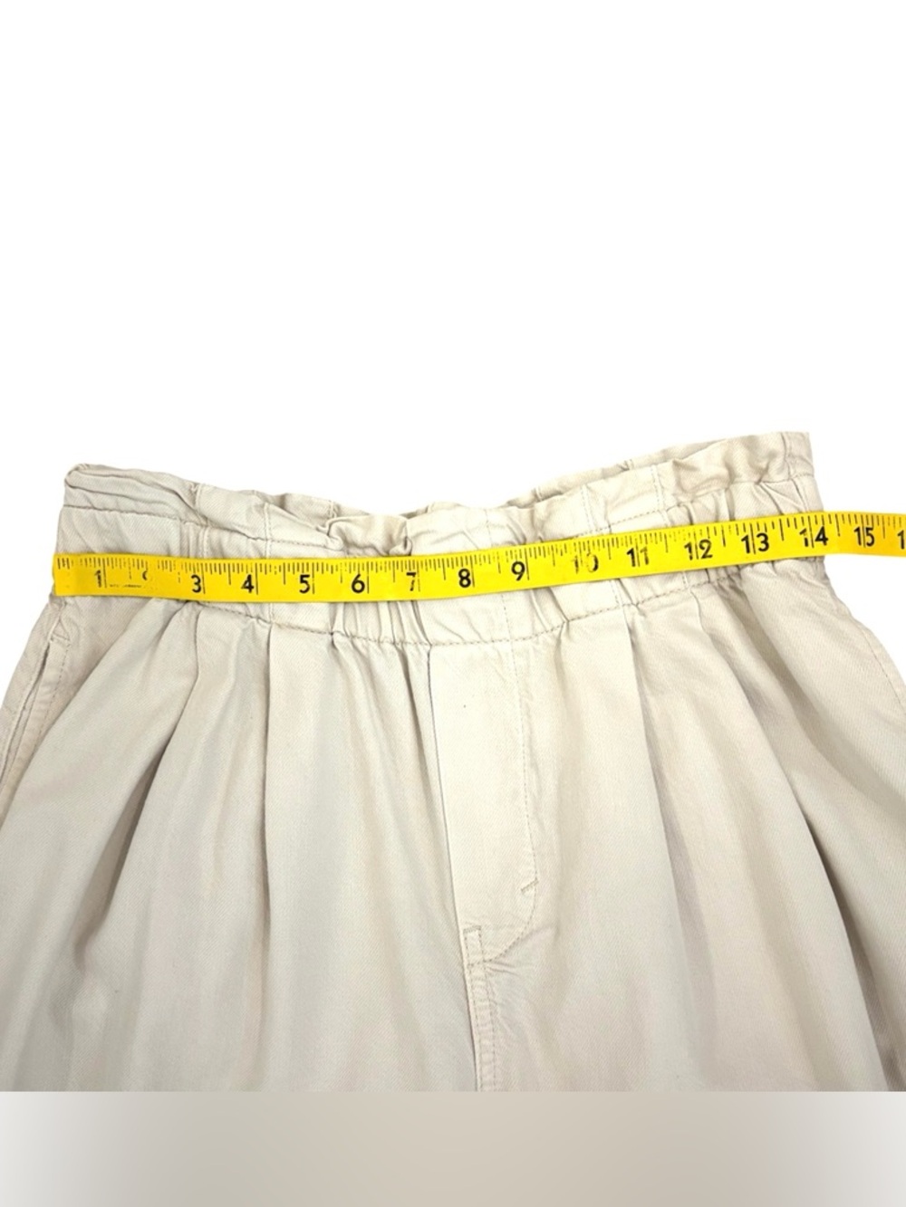 Anthropologie Pilcro Cream High-Rise Cropped Paperbag Jeans Pants Sz S Petite - Picture 5 of 10